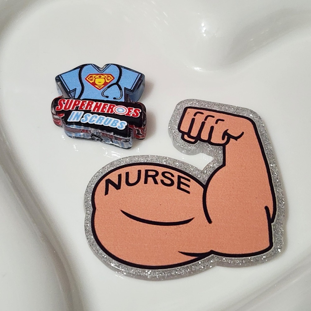 Nurse Flatback Focal Bead Superpower Badge Crafts Keychain Bag Clip Beaded Pen